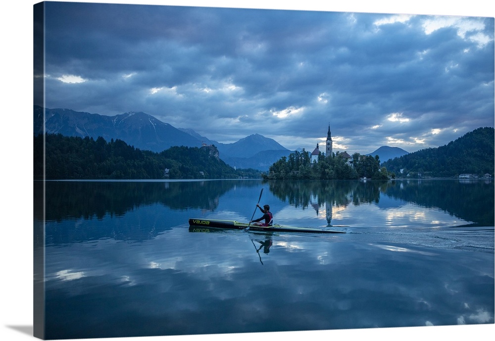 Canoeing, Lake Bled, Slovenia.
