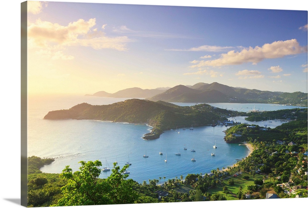 Caribbean, Antigua and Barbuda, English Harbour from Shirley's Heights