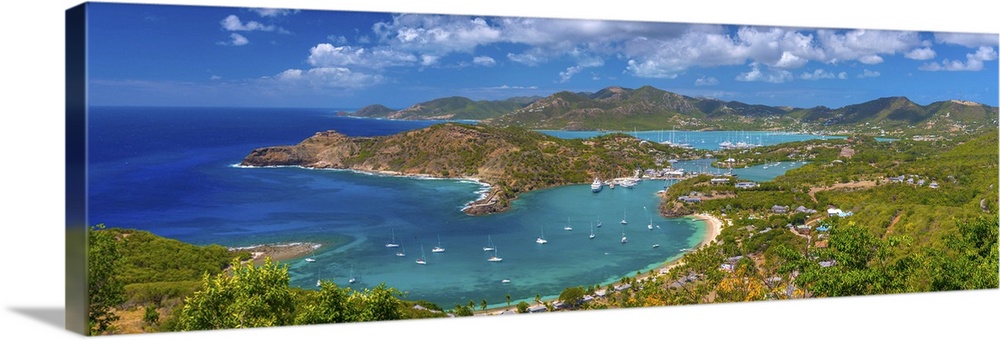 Caribbean, Antigua, English Harbour from Shirley Heights.