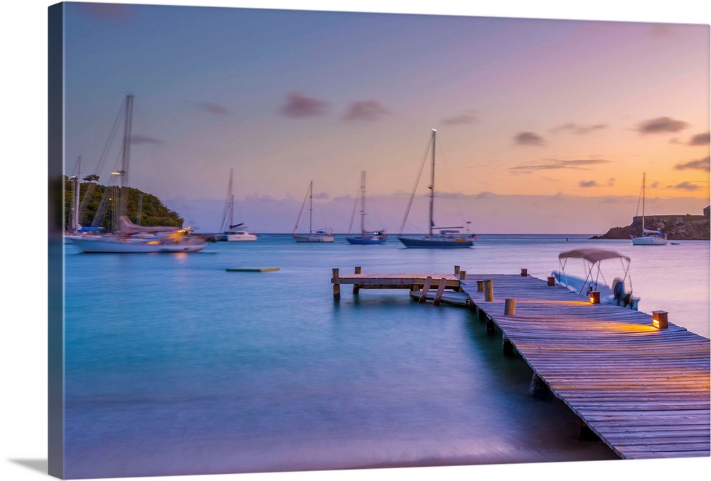 Caribbean, Antigua, Freeman's Bay, Galleon Beach at dusk.