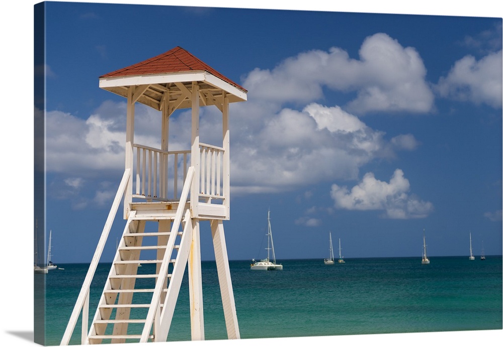 Caribbean, St Lucia, Gros Islet, Rodney Bay, Reduit Beach, Life Guard Lookout