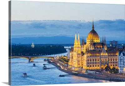 Chain Bridge and the Hungarian Parliament Building on the Danube River