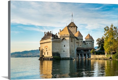 Chateau De Chillon On The Shores Of Lake Geneva, Veytaux, Vaud Canton, Switzerland