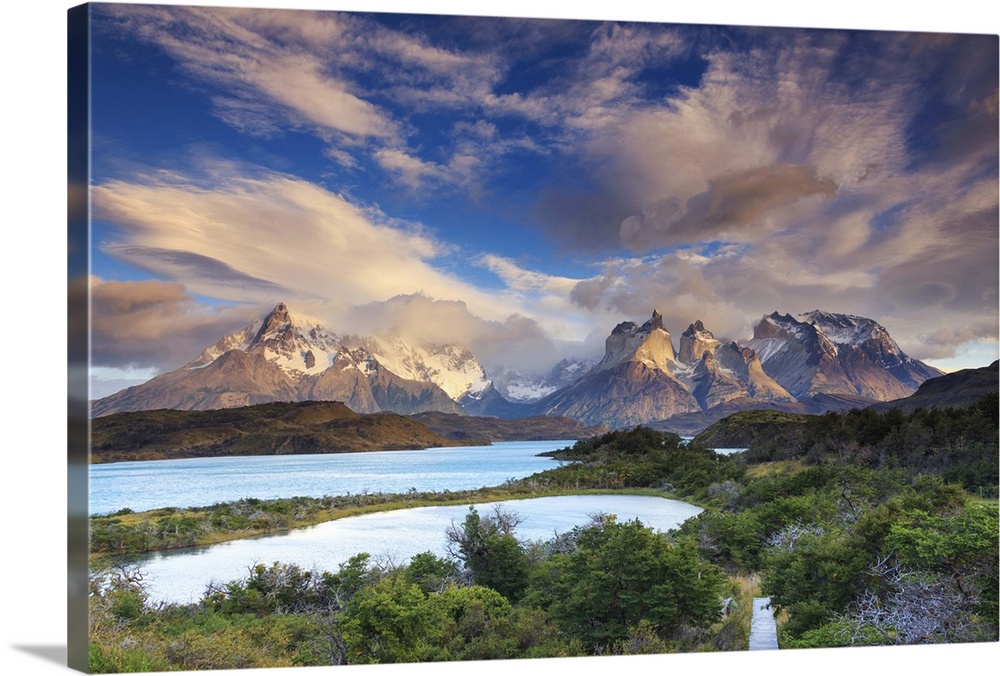Azure Blue and Multicolor Ambesonne Colorful Throw Blanket 60 x 80 Landscape Image of Pehoe Lake at Torres Del Paine National Park Flannel Fleece Accent Piece Soft Couch Cover for Adults