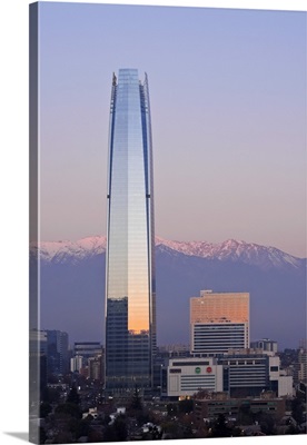 Chile, Santiago, View from the Parque Metropolitano of Costanera Center Tower