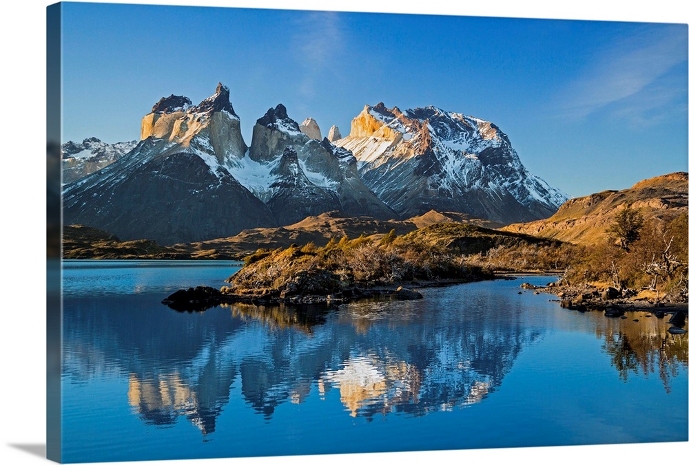Chile, Torres del Paine, Magallanes Province, Torres del Paine National Park and Paine massif.