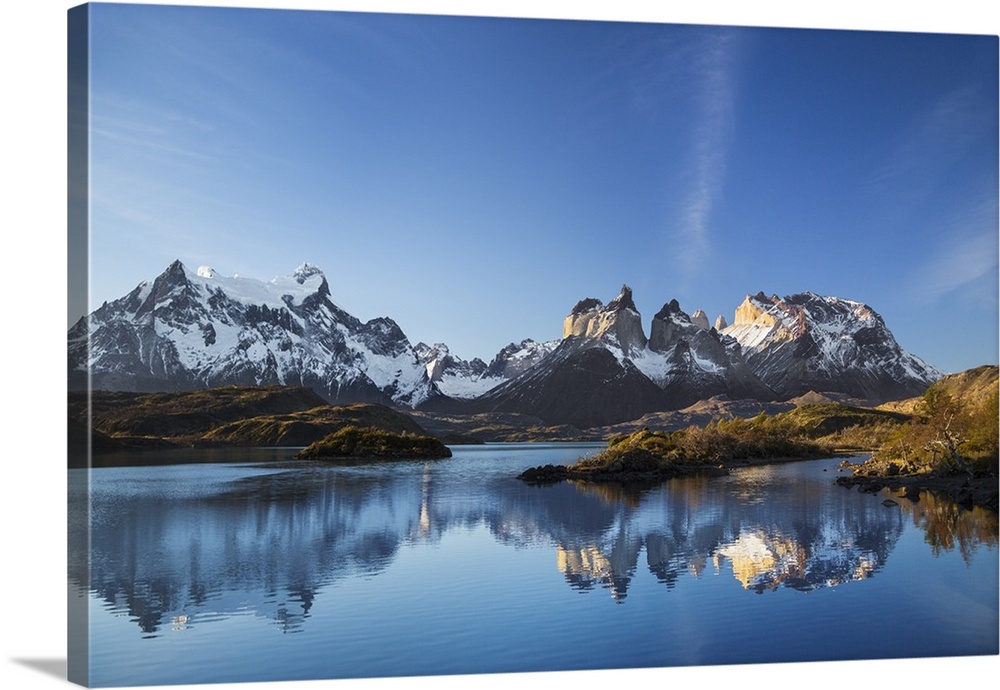 Chile, Torres del Paine, Magallanes Province, Torres del Paine National Park and Paine massif.