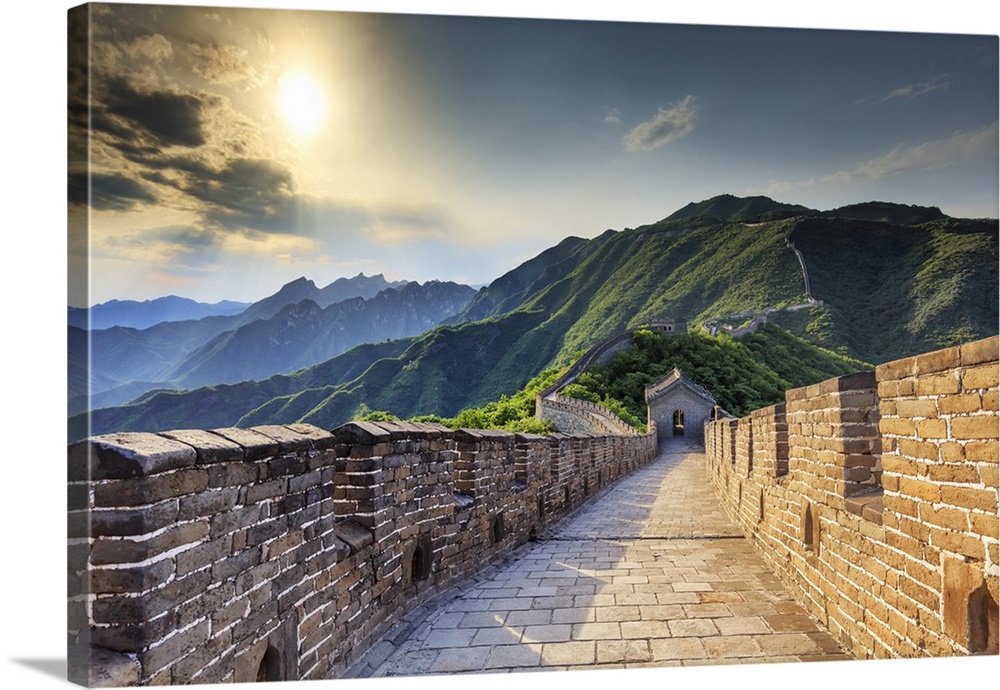 China, Hebei province, Great wall of Mutianyu at sunset.