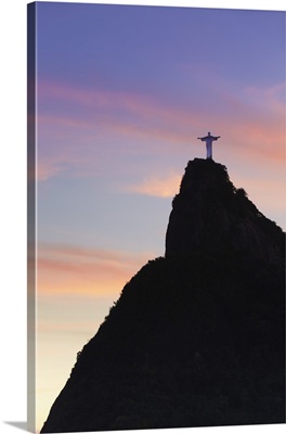 Christ the Redeemer statue  at sunset, Corcovado, Rio de Janeiro, Brazil