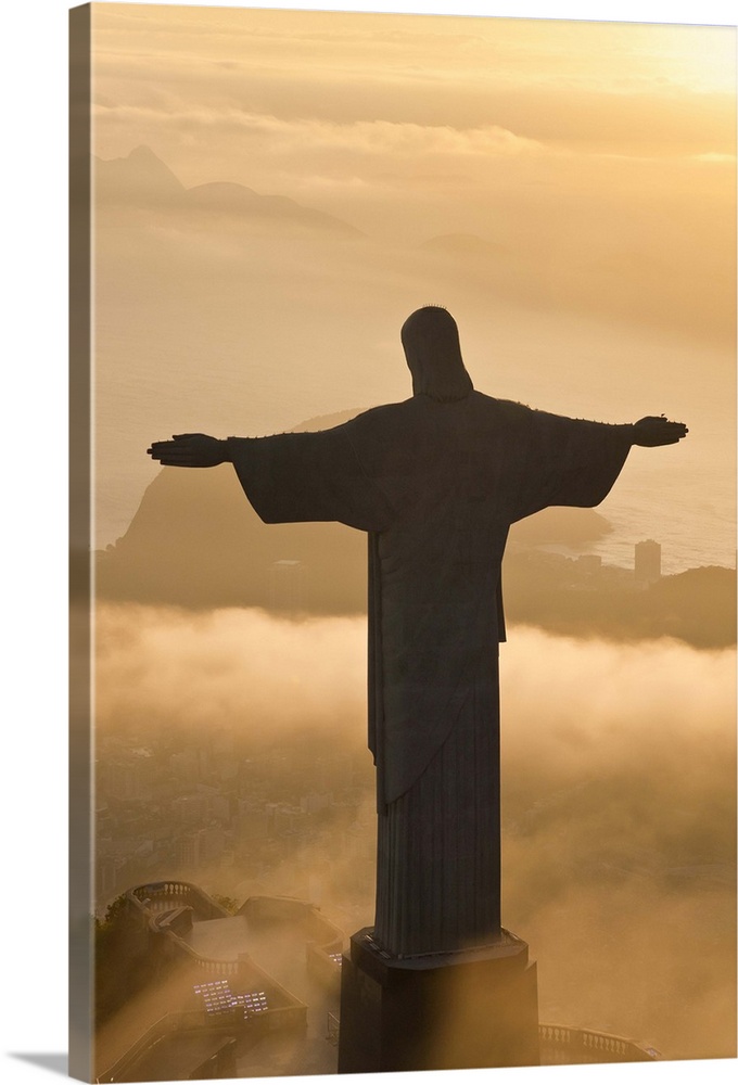 Brazil Sculpture of Christ the Redeemer Icon. Trendy Modern Flat