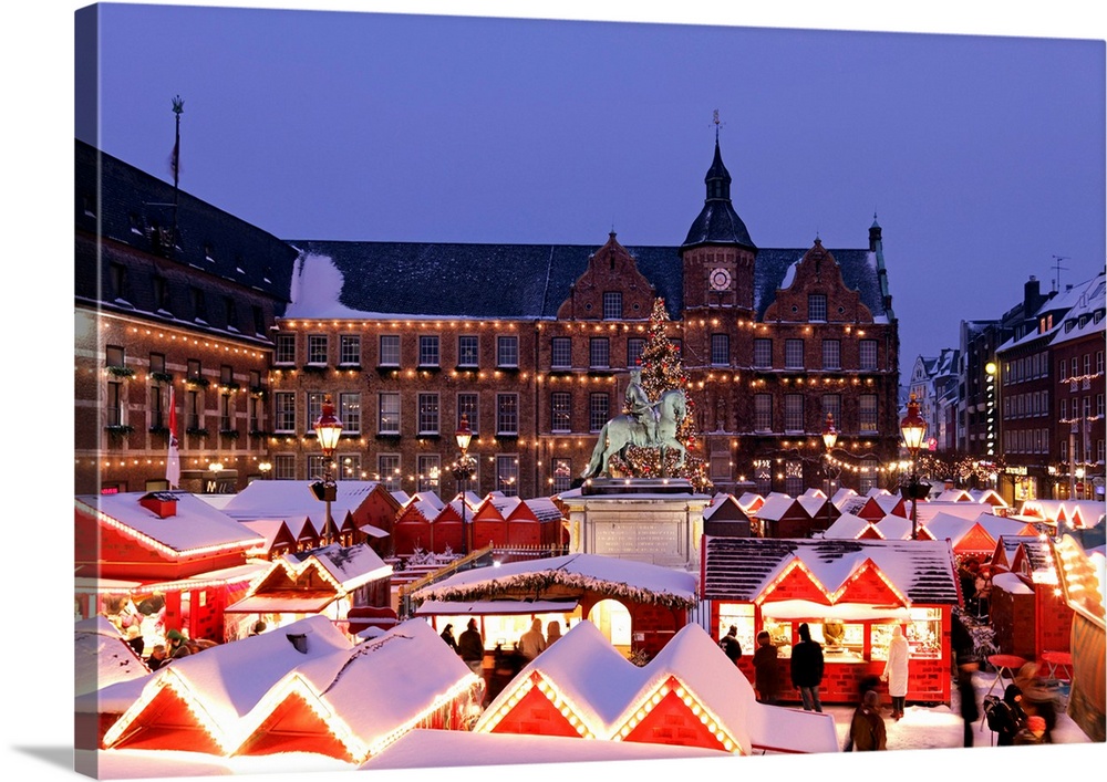 Christmas Market In Front Of The Town Hall, Dusseldorf, North Rhine Westphalia, Germany