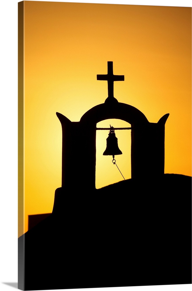 Church Bell Tower At Sunset, Oia, Santorini, Greece