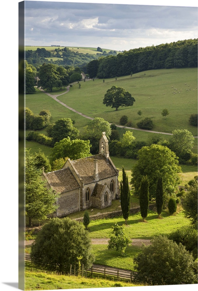 Church of St Mary the Virgin surrounded by beautiful countryside, Lasborough in the Cotswolds, Gloucestershire, England. S...