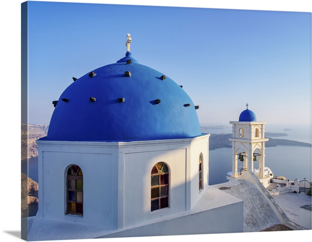 Church of the Resurrection of the Lord at sunset, Imerovigli, Santorini or Thira Island, Cyclades, Greece