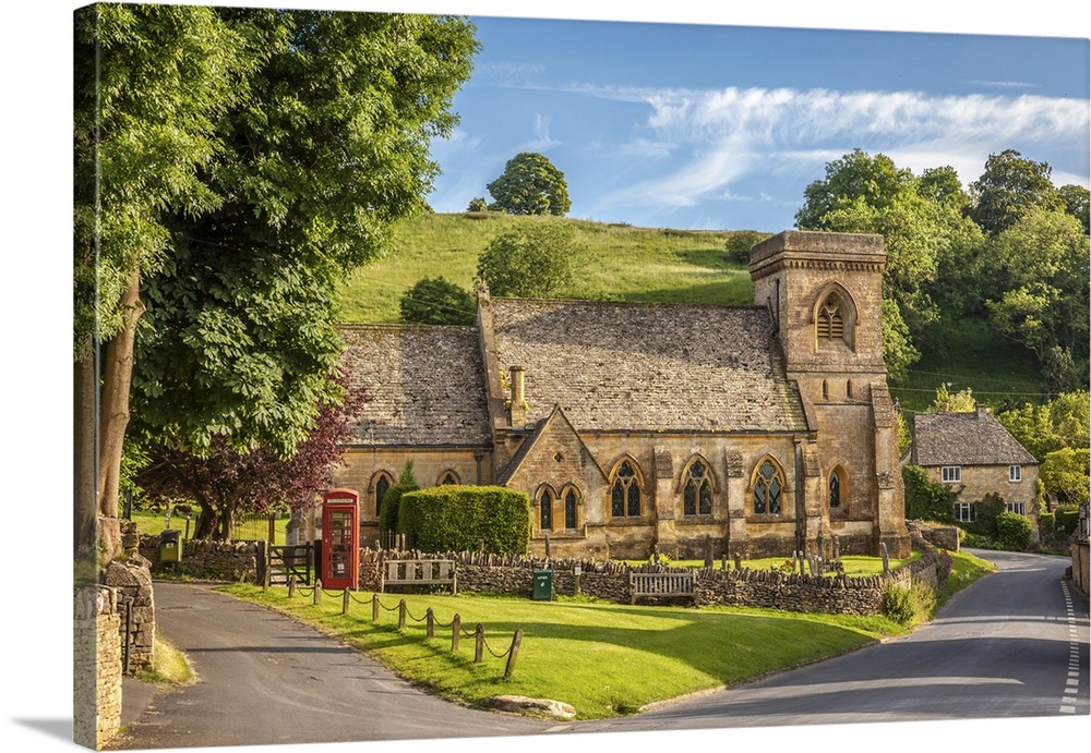 Church square in the village of Snowshill, Cotswolds, Gloucestershire, England.
