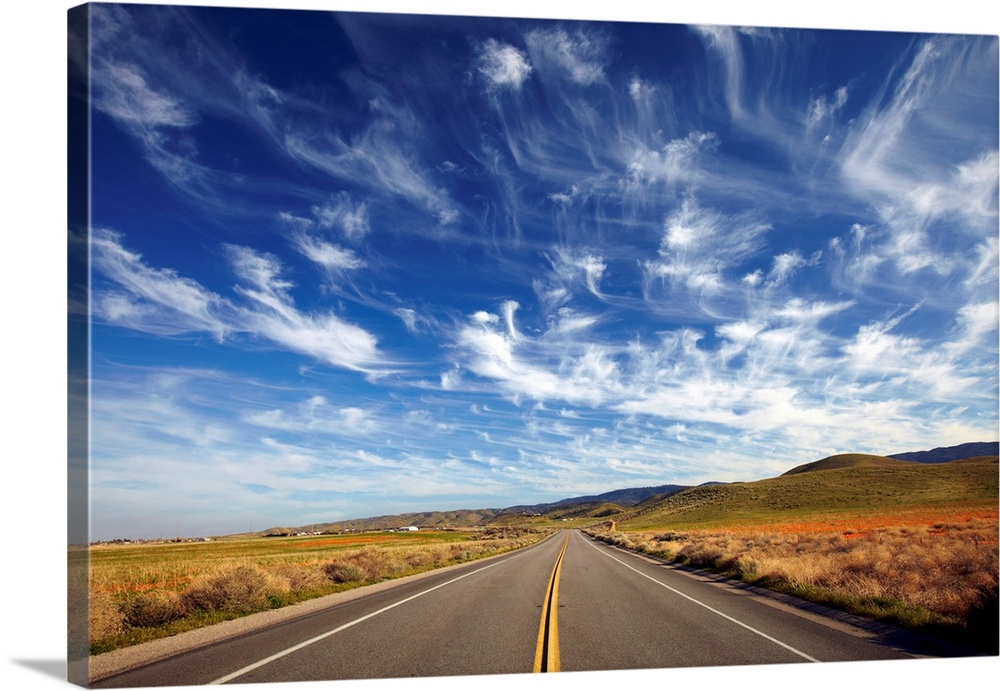 Cirrus Clouds Over Road, Antelope Valley, California, USA