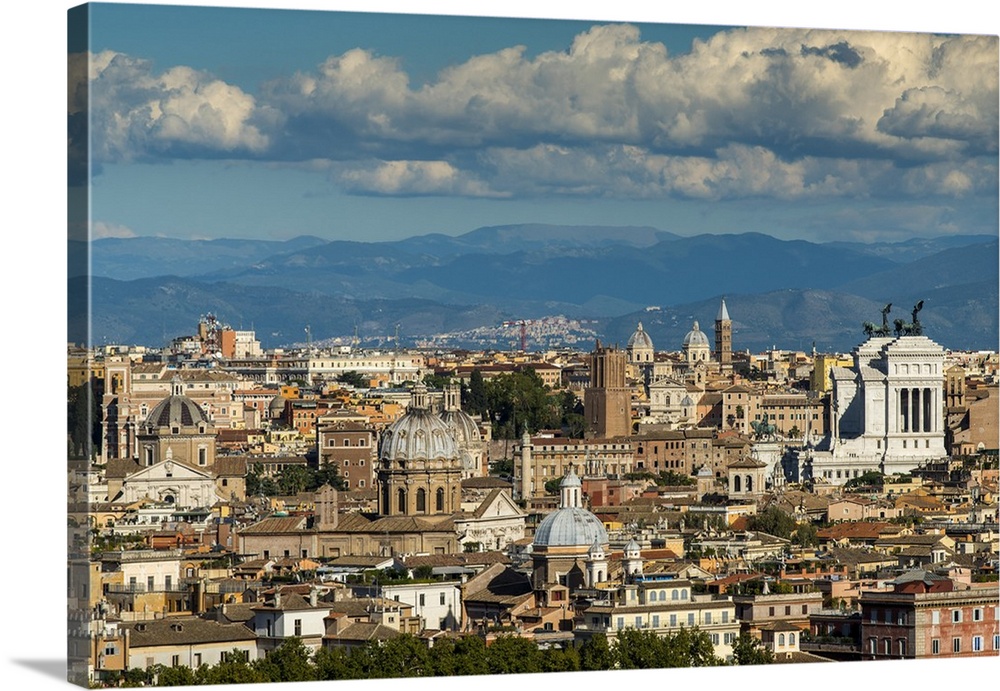 City skyline from Gianicolo or Janiculum hill, Rome, Lazio, Italy.