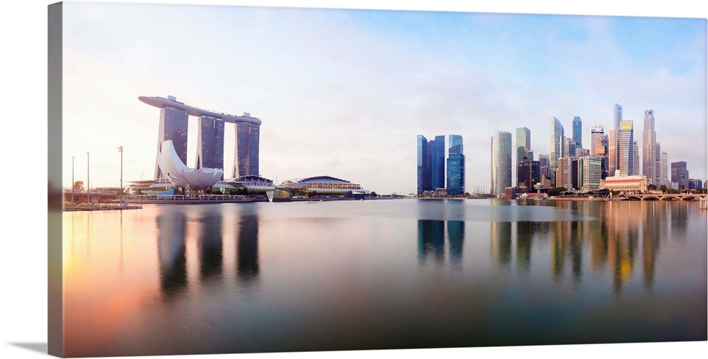 City skyline viewed across Marina Bay, Singapore, South East Asia