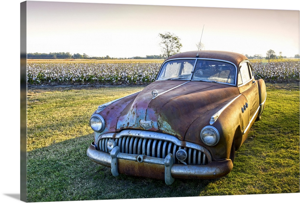Clarksdale, Mississippi, Cotton Field, Vintage Buick Super (1950).