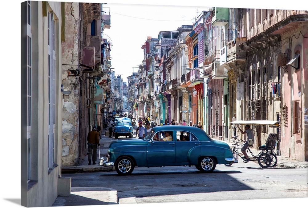 Classic 50s america car in the streets of Centro Habana, Havana, Cuba.