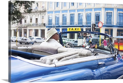 Classic American Car in front of the Telegrafo Hotel, Parque Central, Havana, Cuba
