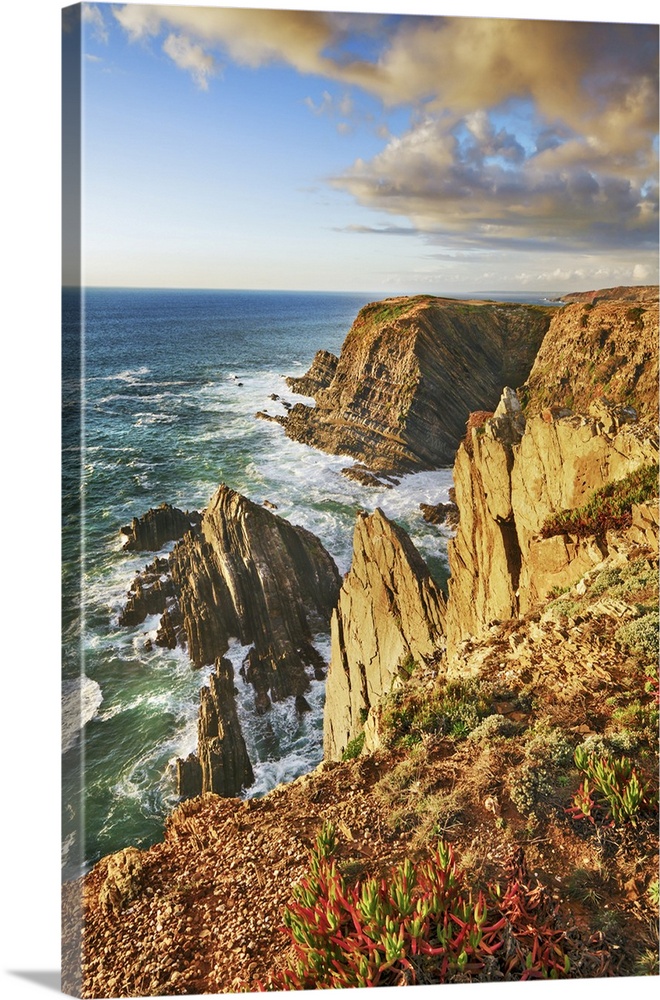 Cliff landscape at Cabo Sardao. Portugal, Alentejo, Alentejo Litoral, Cabo Sardao. Parque Natural do Sudoeste Alentejano e...