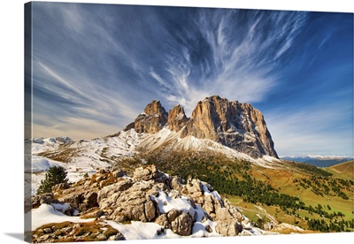 Cloudscape Over Sassolungo, South Tyrol, Dolomites, Italy
