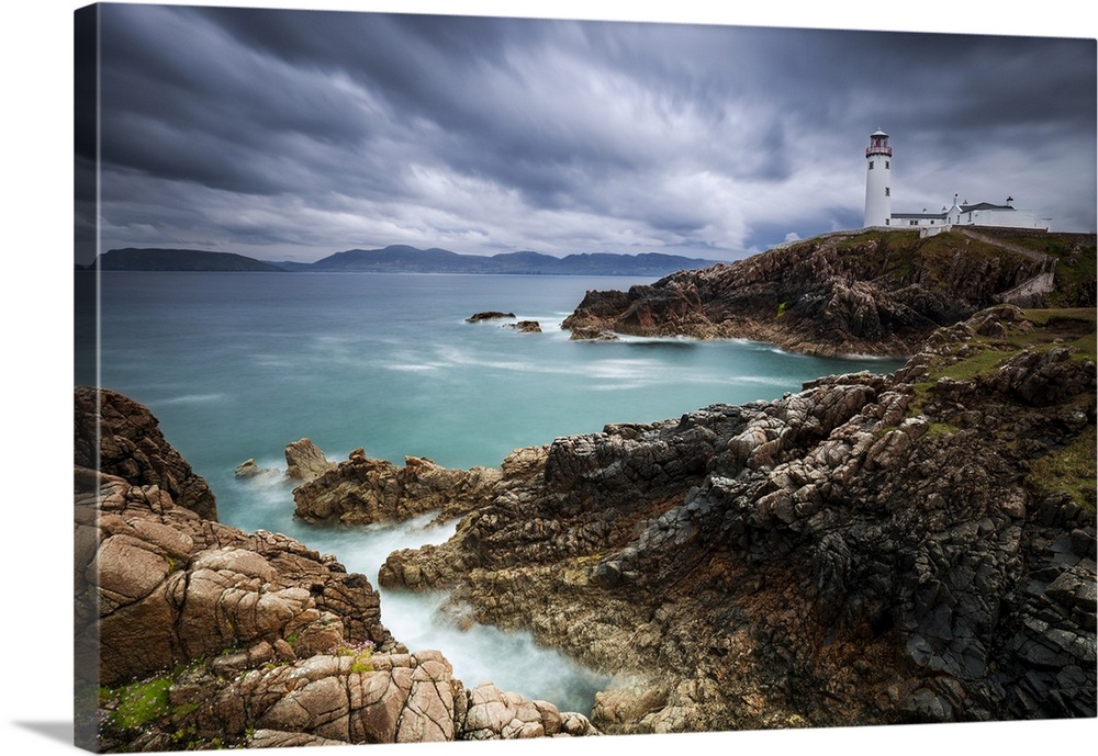 Cloudy day at Fanad Head lighthouse, Letterkenny, Donegal, Ireland, Northern Europe.