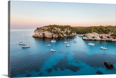 Coastline At Sunrise, Punta Macarella, Cala Macarella, Menorca, Balearic Islands, Spain