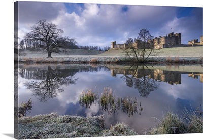 Cold and frosty conditions at Alnwick Castle in Northumberland, England