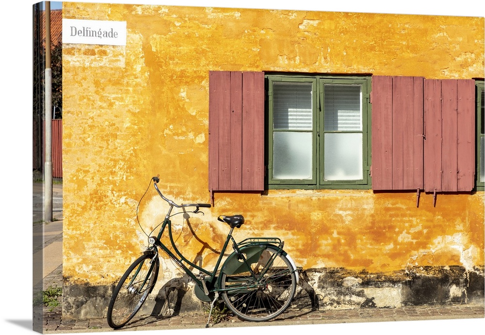 Colourful facade of a residential house, former naval barracks, Nyboder, Copenhagen, Denmark.