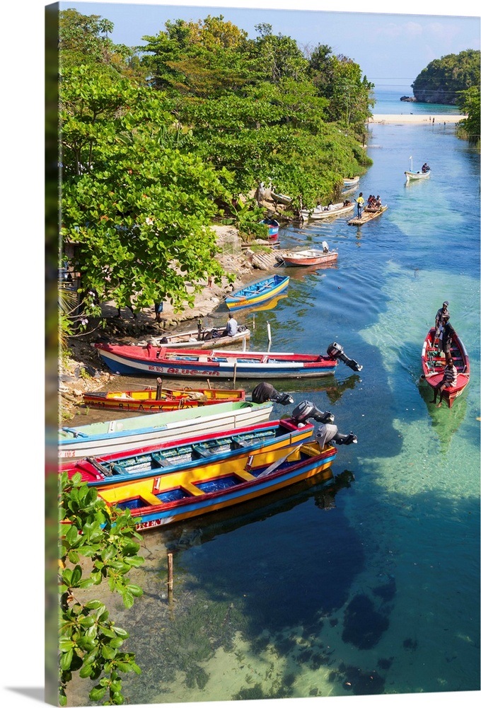 Colourful fishing boats on White River, Ocho Rios, Jamaica 