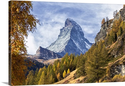 Colourful Trees In Autumn With Matterhorn, Mattertal, Canton Of Valais, Switzerland