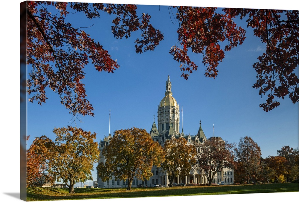 USA, Connecticut, Hartford, Connecticut State Capitol, exterior, autumn.