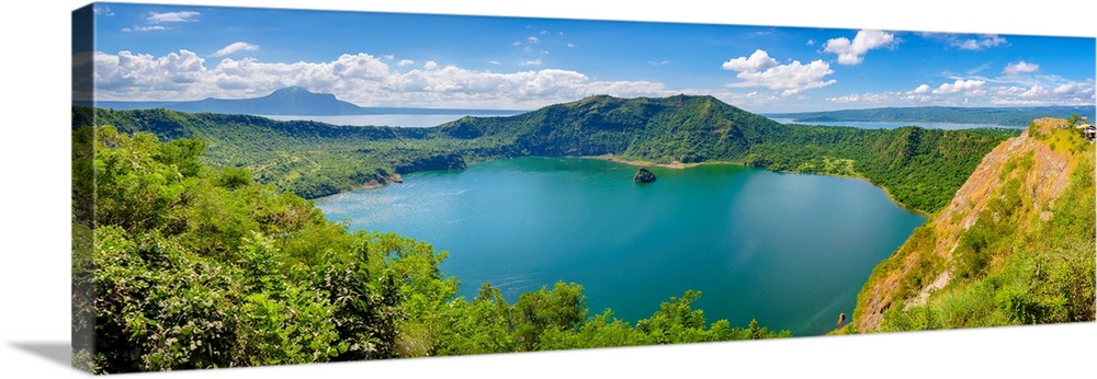 Crater lake of Taal Volcano on Taal Volcano Island, Talisay, Batangas Province, Philippines.