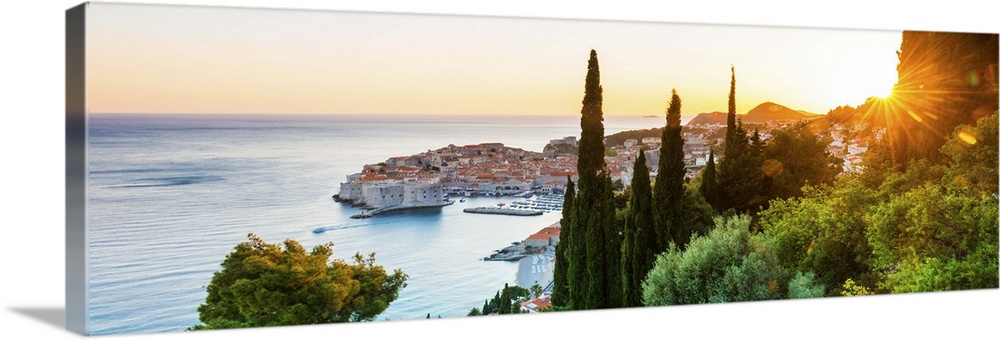 Croatia, Dalmatia, Dubrovnik, Old town, view of the old town at sunset.