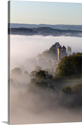 Curemonte Labelled In The Morning Mist, Correze, Nouvelle-Aquitaine, France