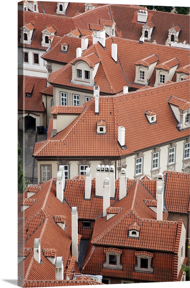 Czech Republic, Prague. Rooftops seen from Prague Castle.