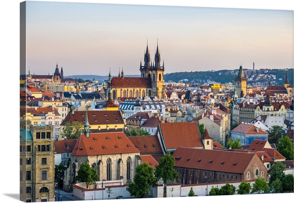 Czech Republic, Prague. View of Mala Strana Old Town from Letna Park, on Letna Hill.