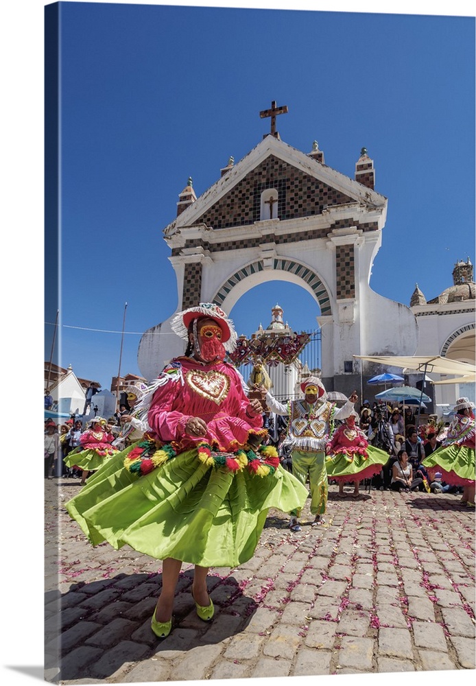 Dancers in Traditional Costume, Fiesta de la Virgen de la Candelaria, Copacabana, La Paz Department, Bolivia