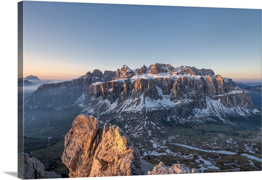 Gran Cir, Gardena Pass, Dolomites, Bolzano district, South Tyrol, Italy, Europe. View at sunrise from the summit of Gran C...
