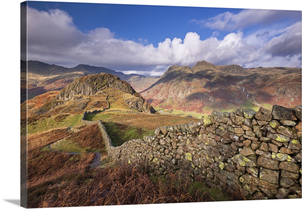 Drystone wall near the Langdale Valley in the Lake District, Cumbria, England. Autumn (November)