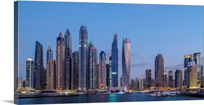 Dubai Marina At Twilight, Dubai, United Arab Emirates