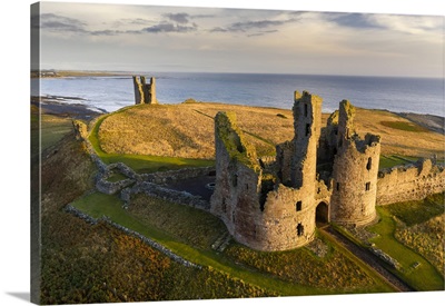 Dunstanburgh Castle's Great Gatehouse And Lilburn Tower, England, Autumn, October 2021