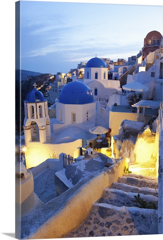 Dusk, Oia, Santorini, Cyclades islands, Greece Wall Art, Canvas Prints ...