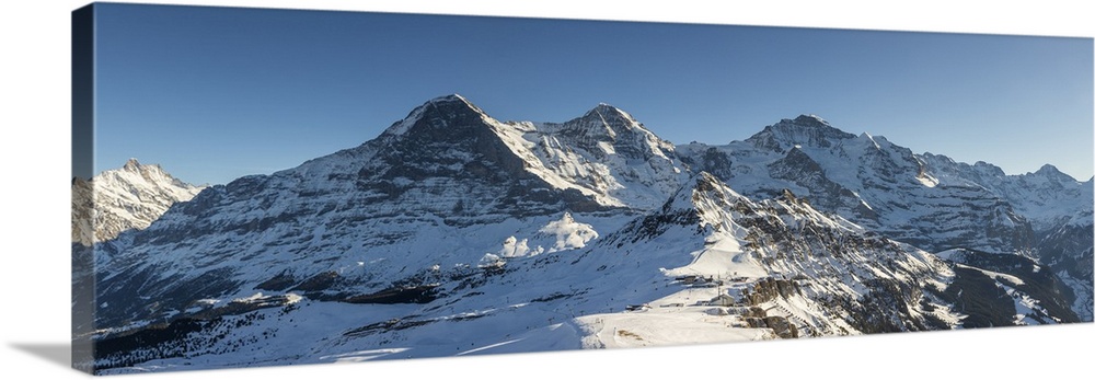 Eger, Monch, Jungfrau from Mannlichen, Jungfrau Region, Berner Oberland, Switzerland.