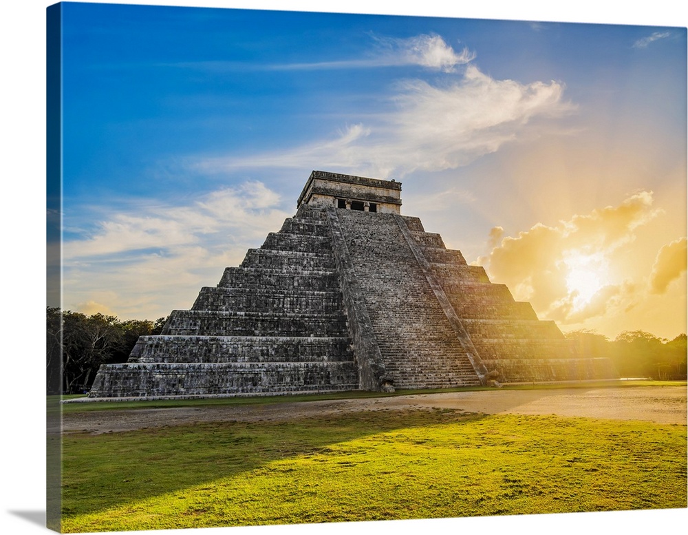 El Castillo Or Temple Of Kukulcan At Sunset, Chichen Itza, Yucatan State, Mexico