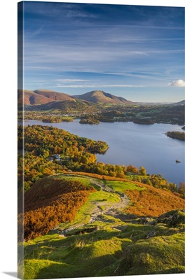 England, Cumbria, Lake District, Derwentwater, Blencathra mountain above Keswick