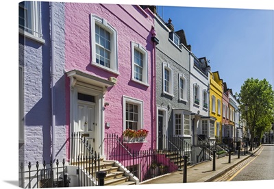England, London, Colorful Residential Houses In Bywater Street