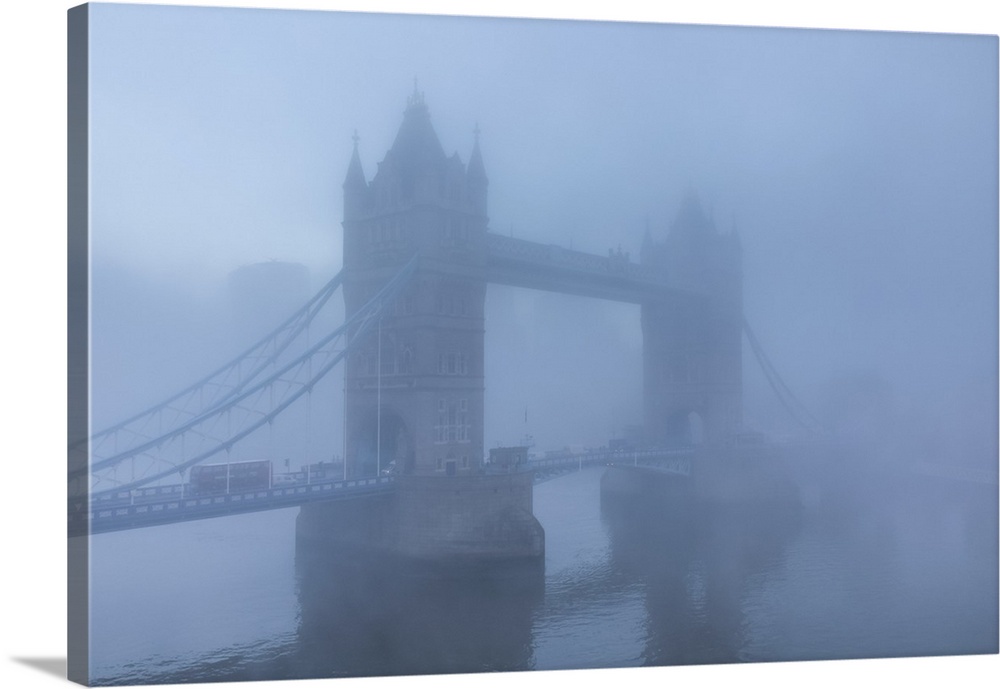 England, London, River Thames and Tower Bridge in the Early Morning Mist